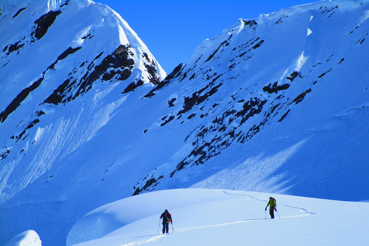 Skinning out to The Wall in the Chugach near Valdez.