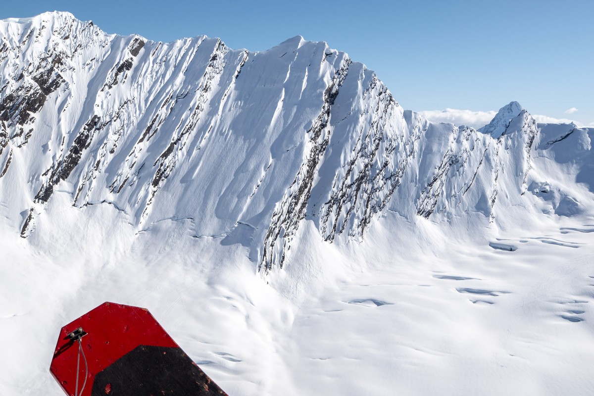 Looking at The Wall, for those serious about doing technical glacier ski camps in the Chugach and Valdez, Alaska.