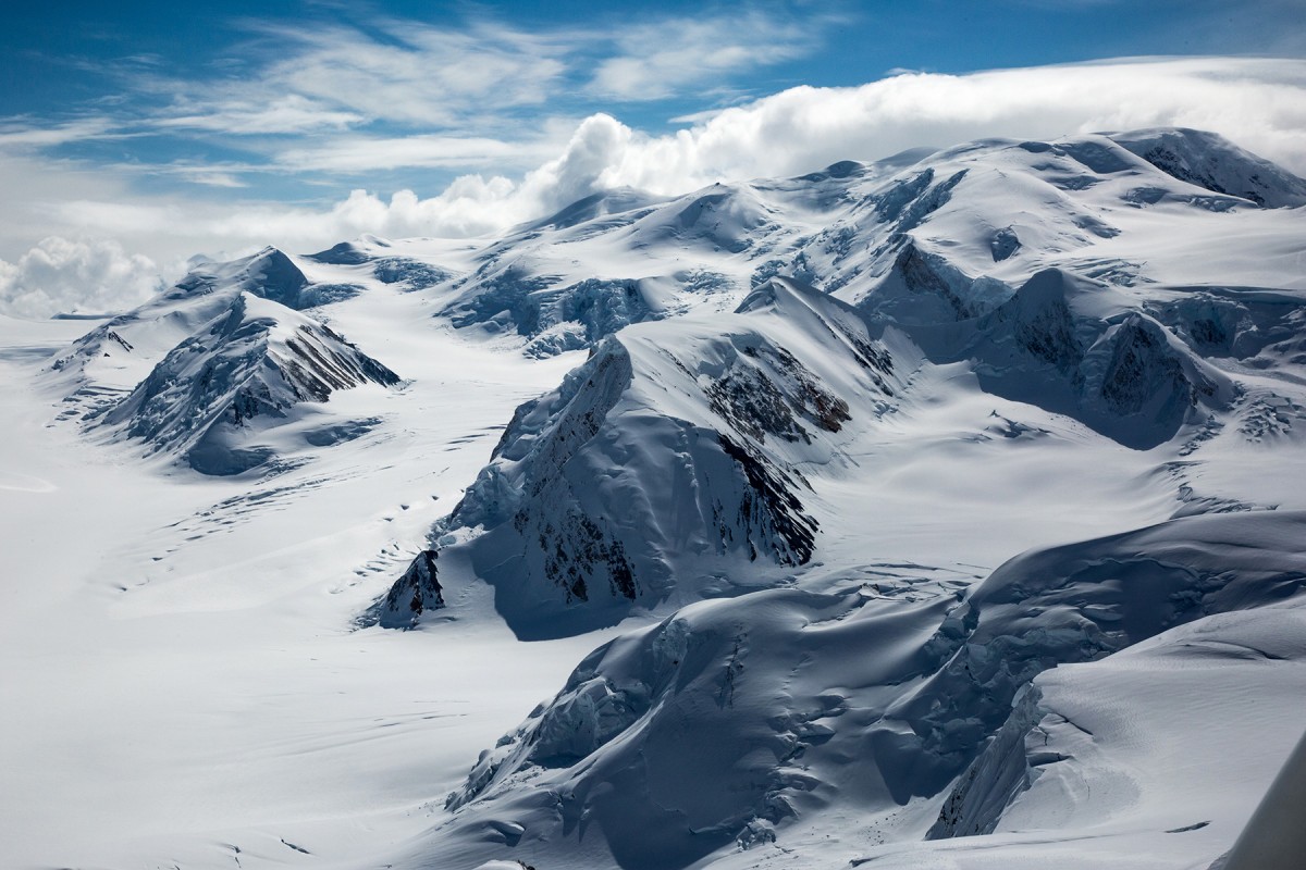 Bear mountain is commonly used for mountaineering in Wrangell-St Elias National Park.