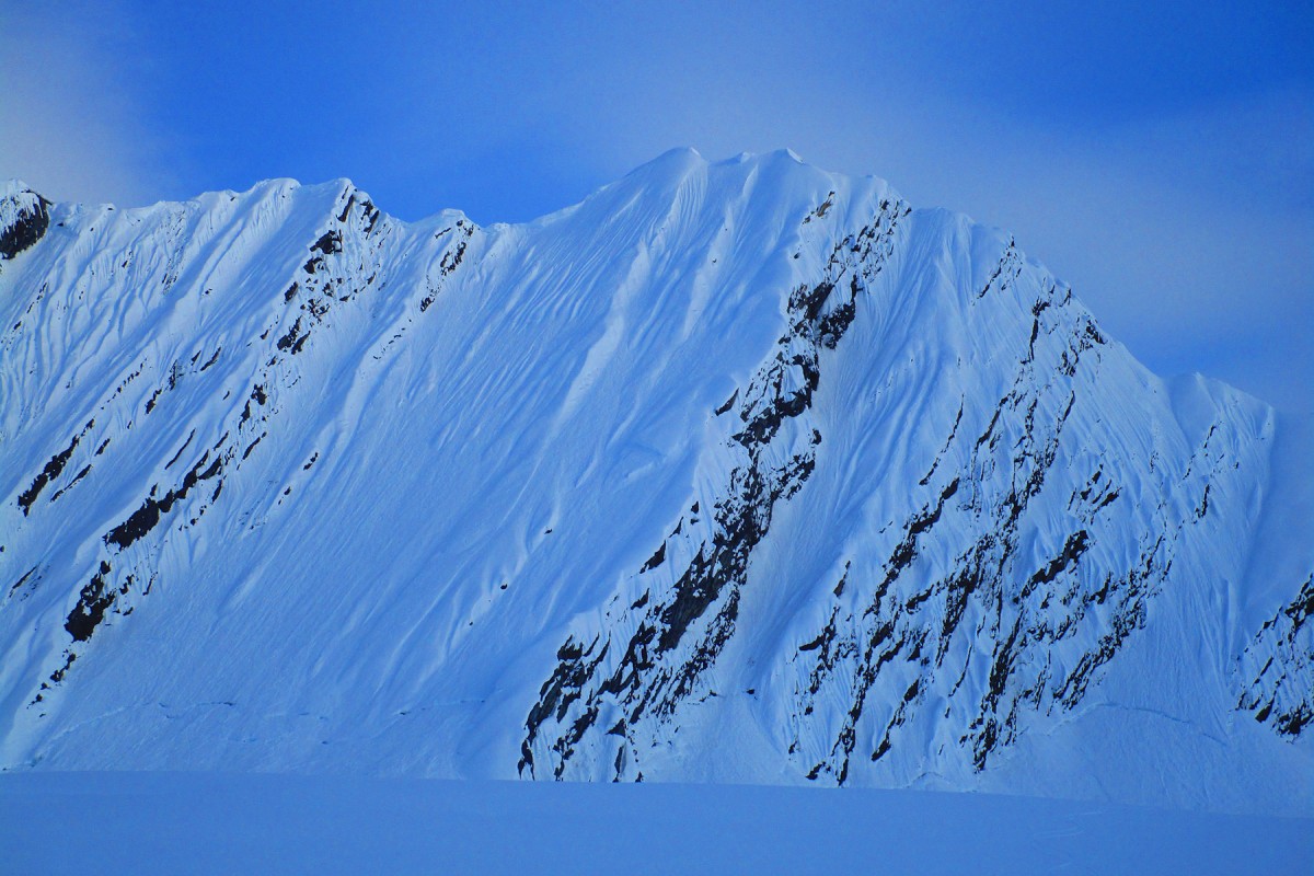 Looking out at The Wall backcountry ski zone outside of Valdez.