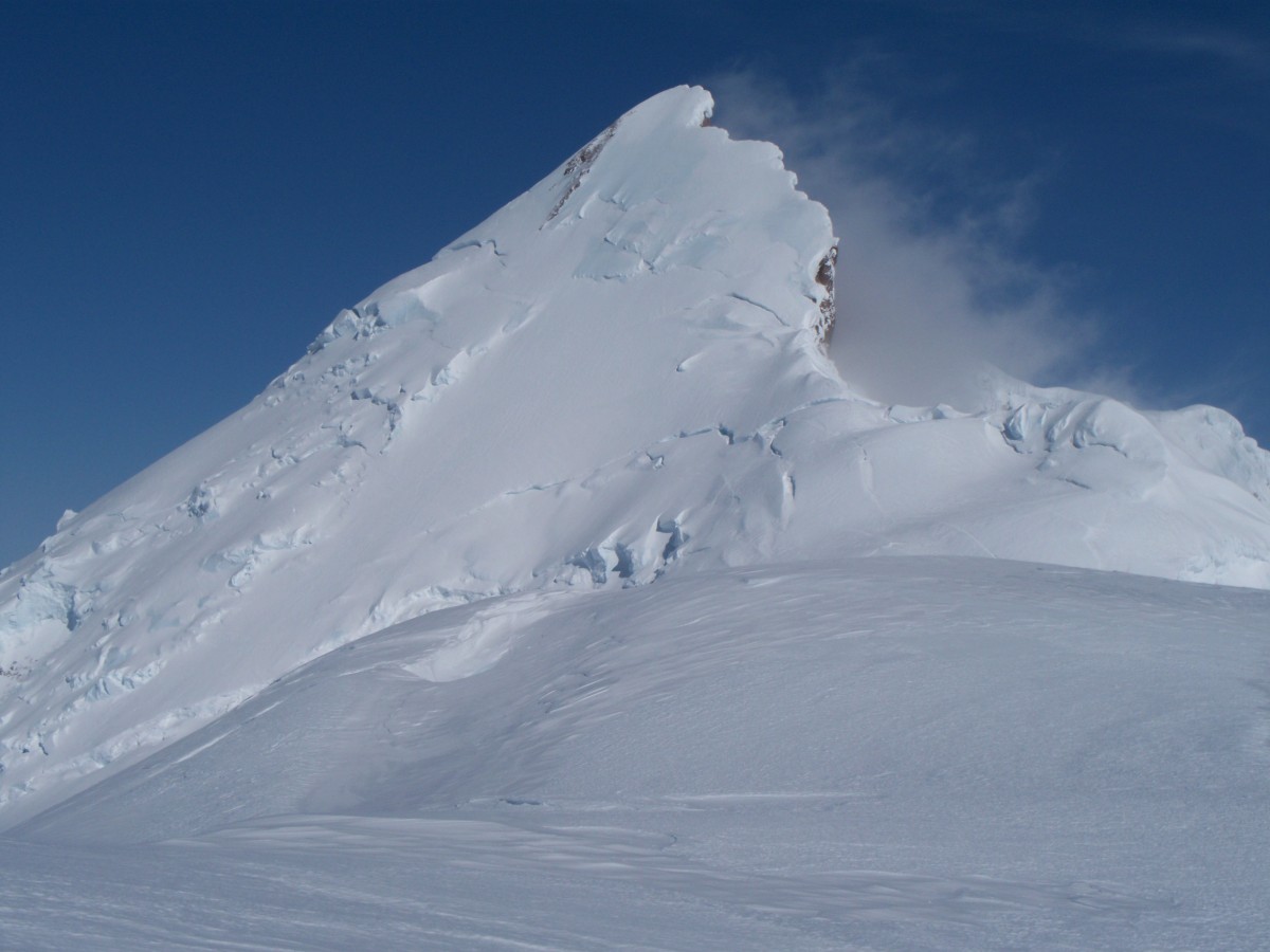 Climbing the north face of Atna Peak