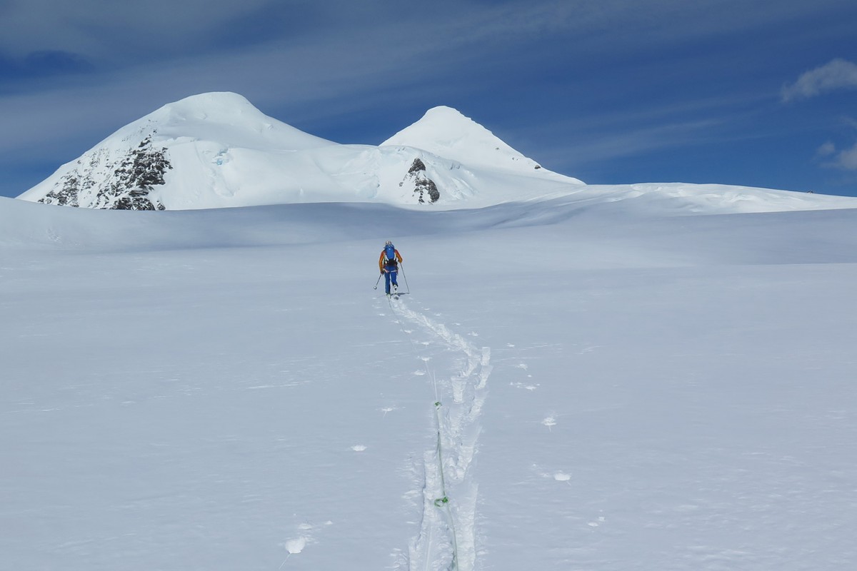 Climbing up in Wrangell-St. Elias National Park off the Chisana Glacier.