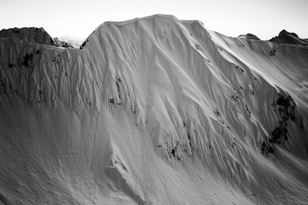 Looking at the ski terrain along Columbia Glacier in Alaska, near Valdez.