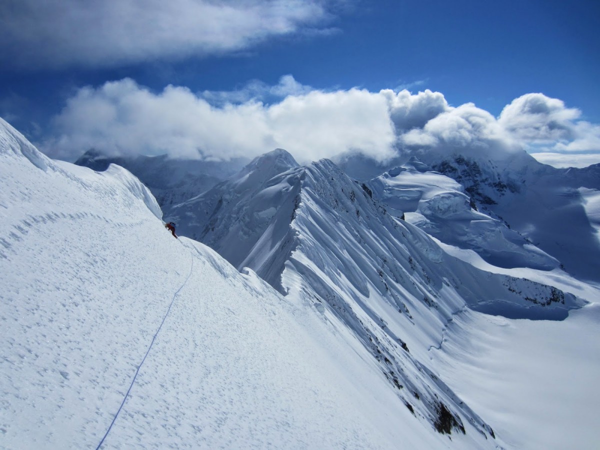 Mountain climbing Mt. Hayes, in the Alaska Range.