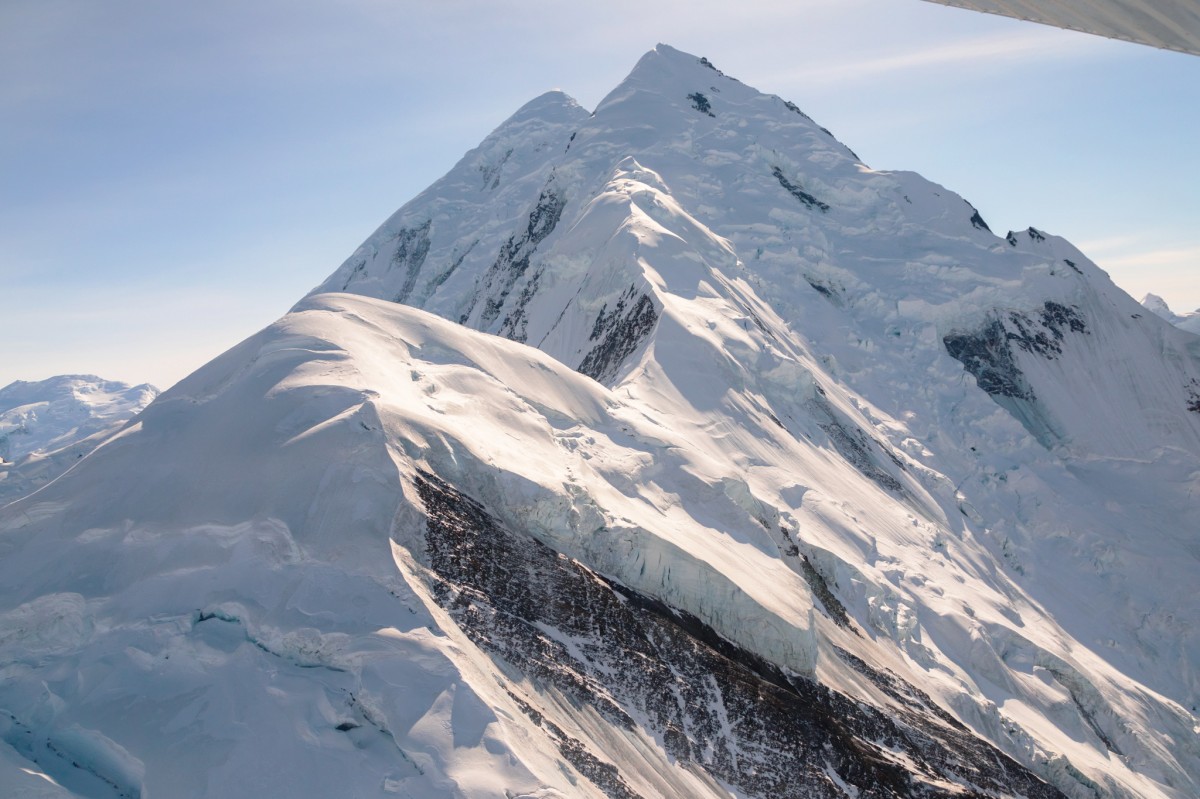 Looking at the North ridge of Mt. Hayes in the Alaska Range, mountaineering in the eastern AK range.