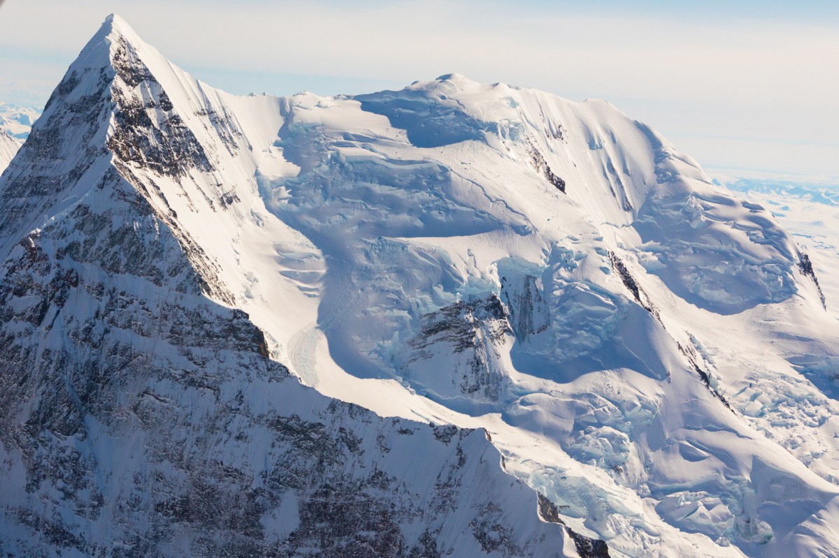 Looking at the northwest face of Mt. Deborah, Alaska Range, big time mountaineering.