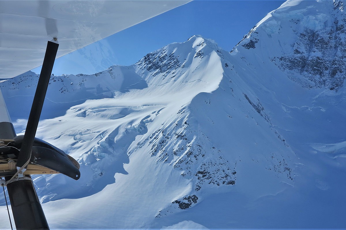 Looking out at our ridge on Valdez Glacier