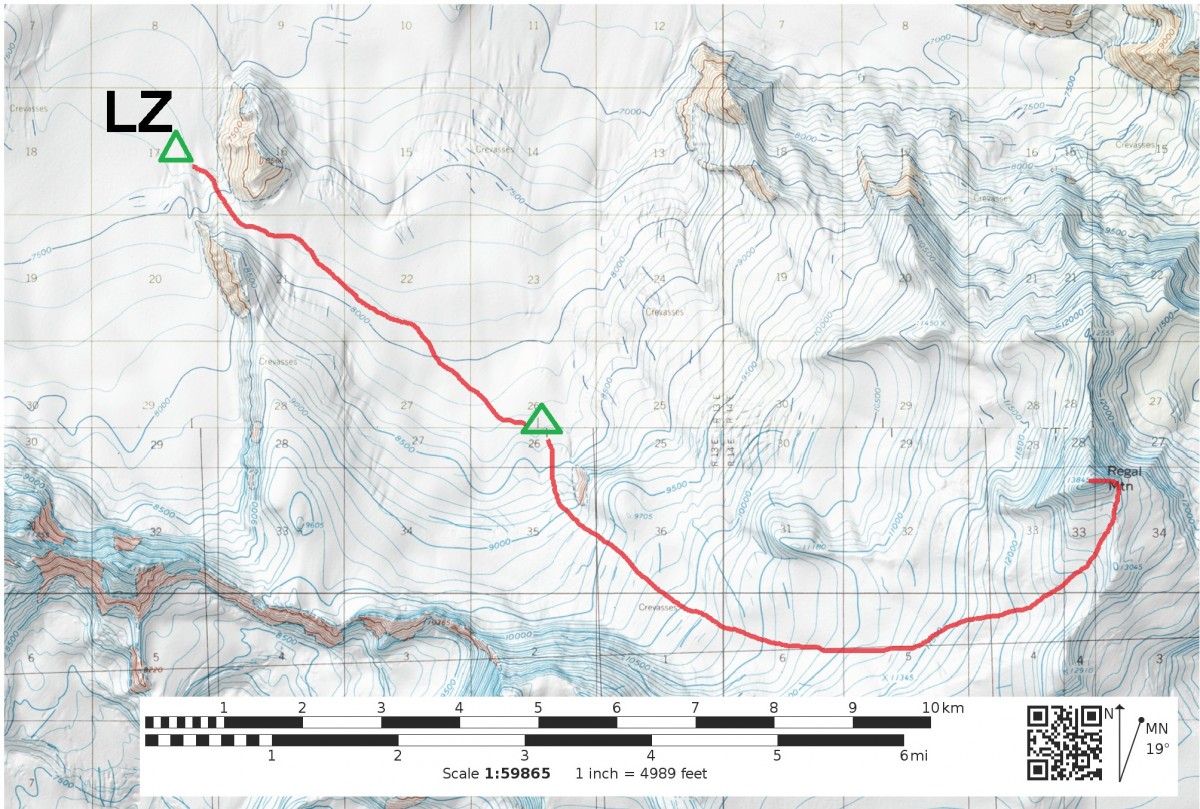 The map for summiting Regal Mountain.