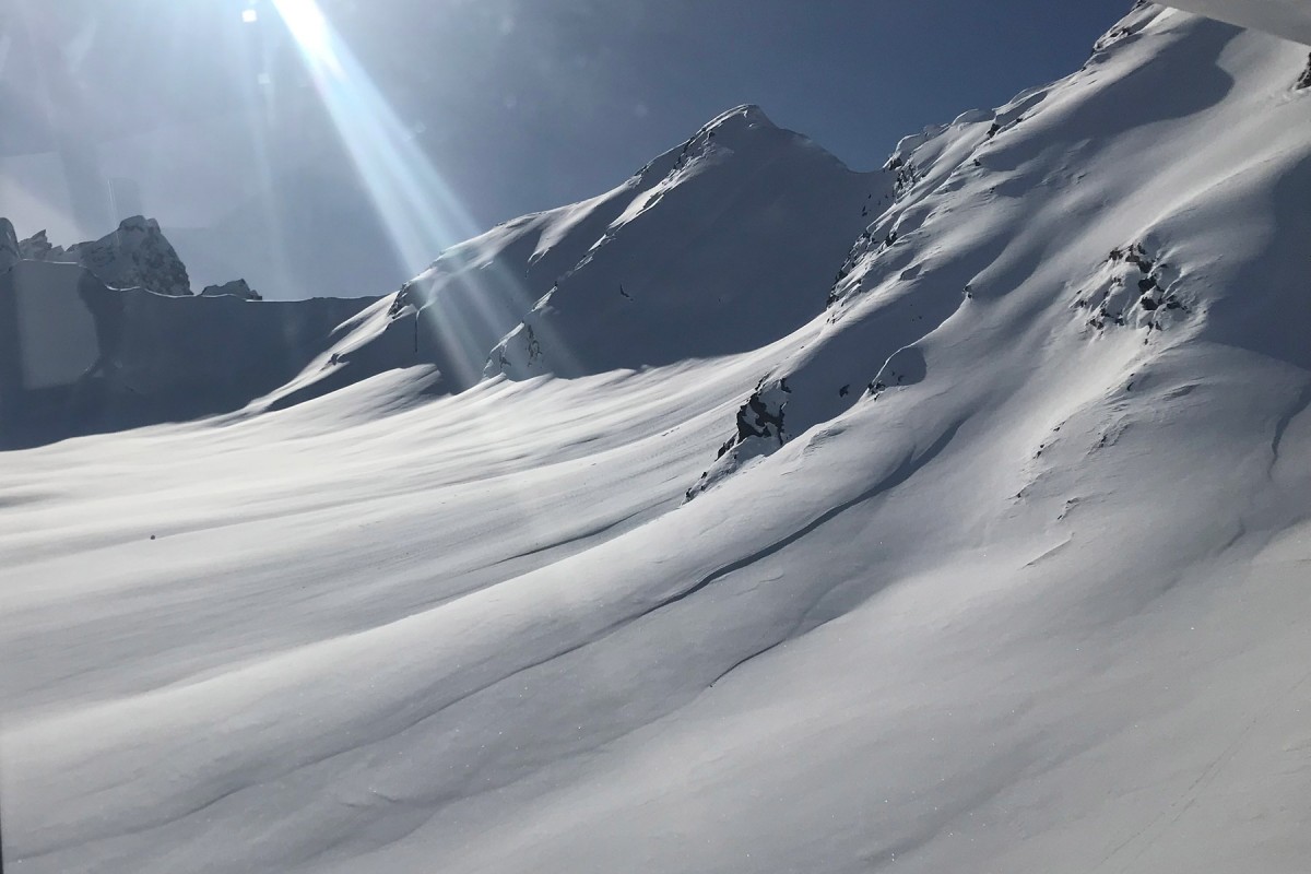 Rhett Face glacier ski camp zone near Valdez in the Chugach.