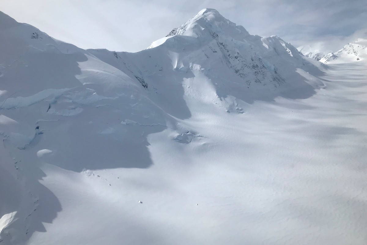 Looking out at the Science Glacier ski camp zone outside of Valdez.