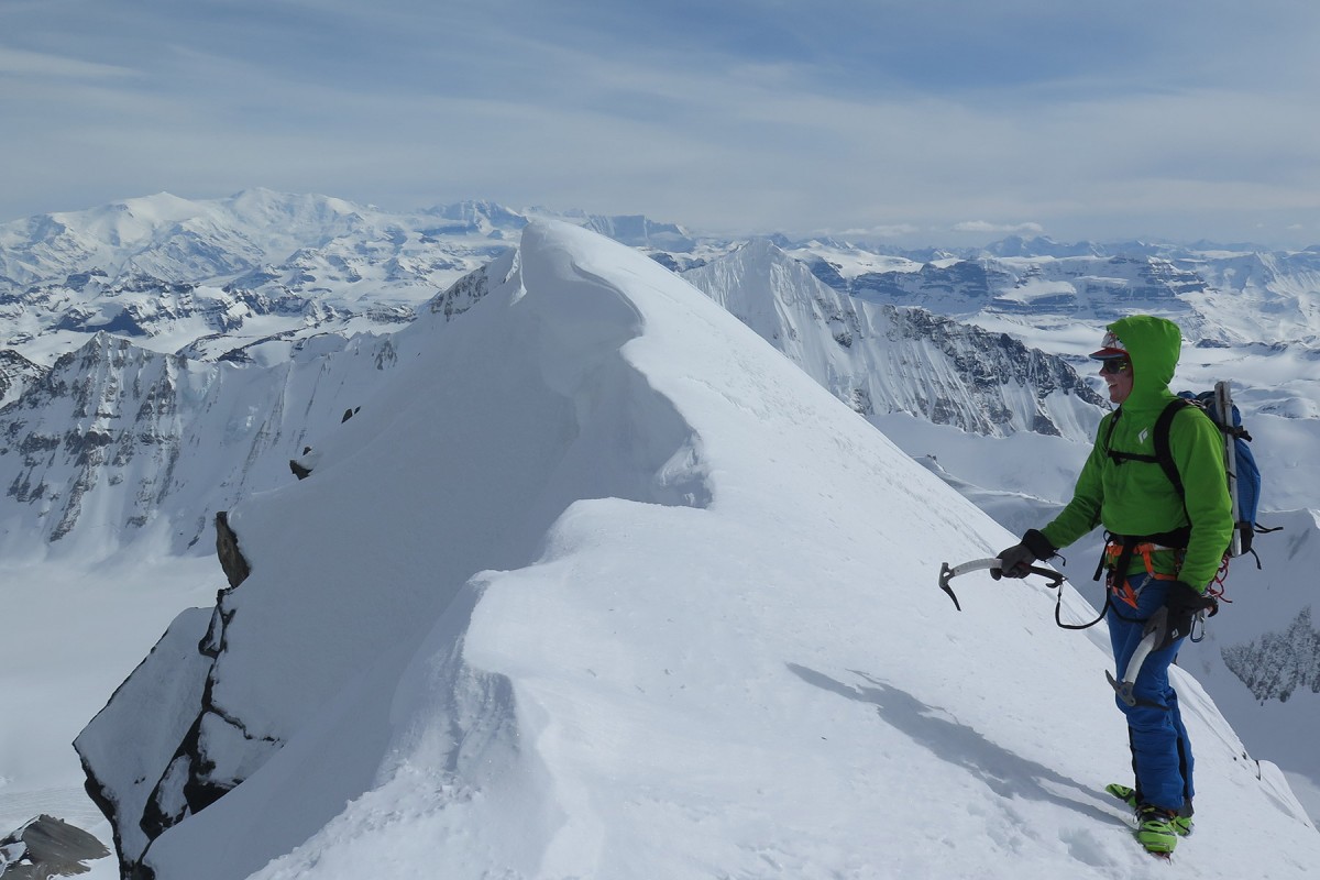 Summiting above Chisana Glacier, in Wrangell-St. Elias National Park.