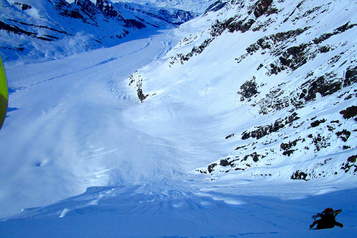 Climbing up at The Wall ski camp in the Chugach.