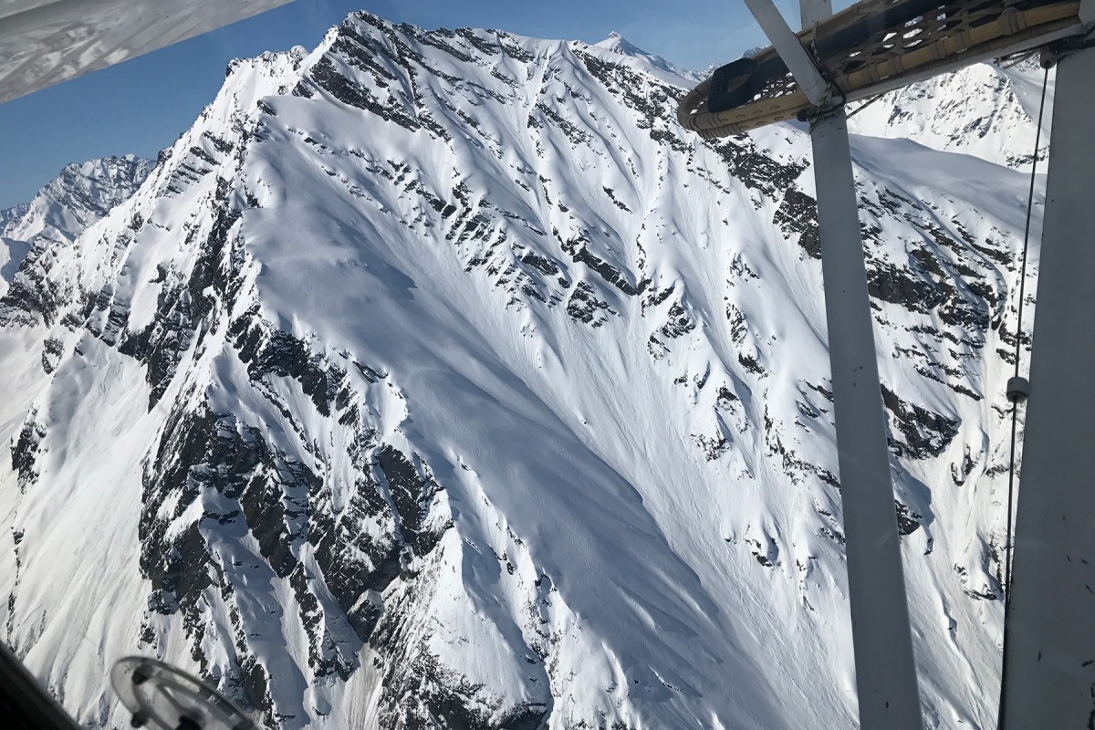 Rhett Face glacier ski camp near Valdez, Alaska in the Chugach backcountry.