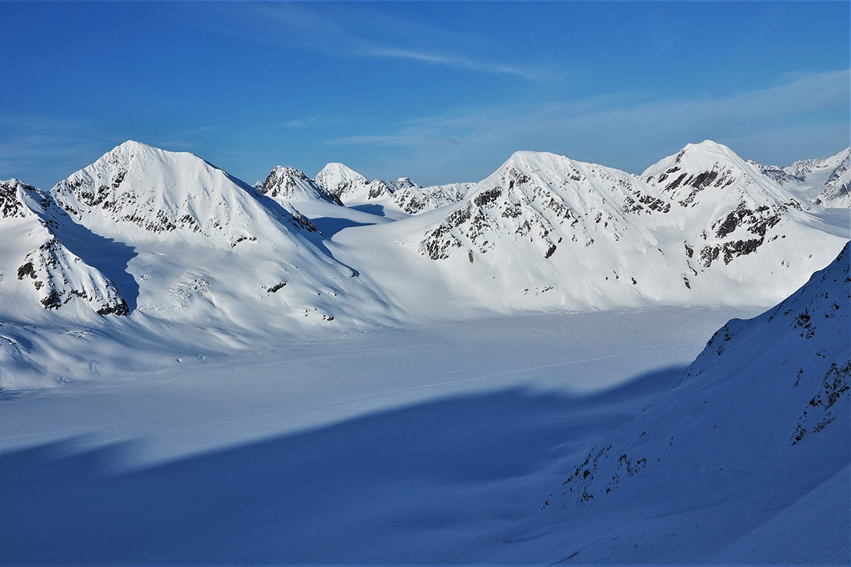 Sunny side up Valdez Glacier ski plane glacier ski camp zone