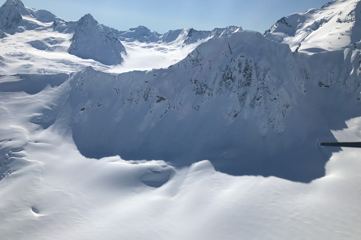 Pencil Pocket glacier ski camp in the Wrangell-St. Elias zone flying out of Valdez, Alaska.