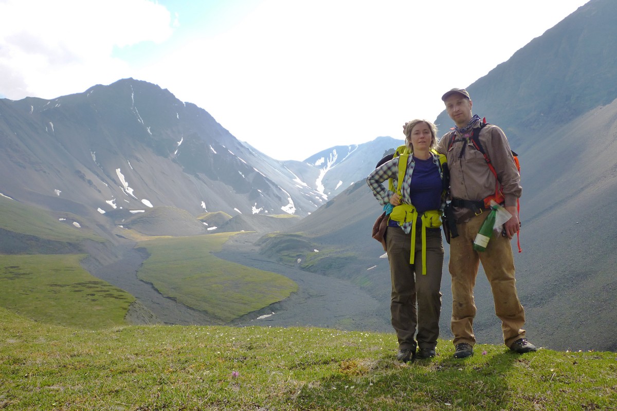 Alpine backpacking in the backcountry wilderness of Wrangell-St. Elias National Park.