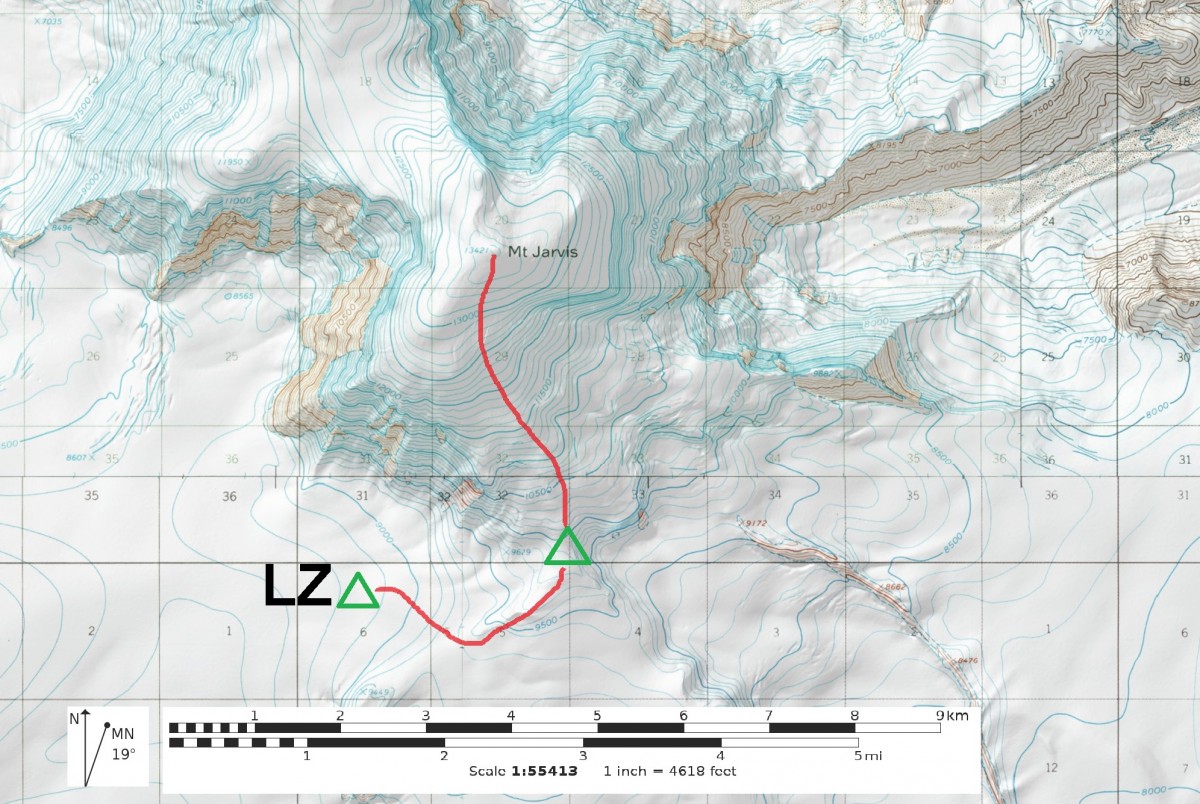 The route to climbing Mt. Jarvis.